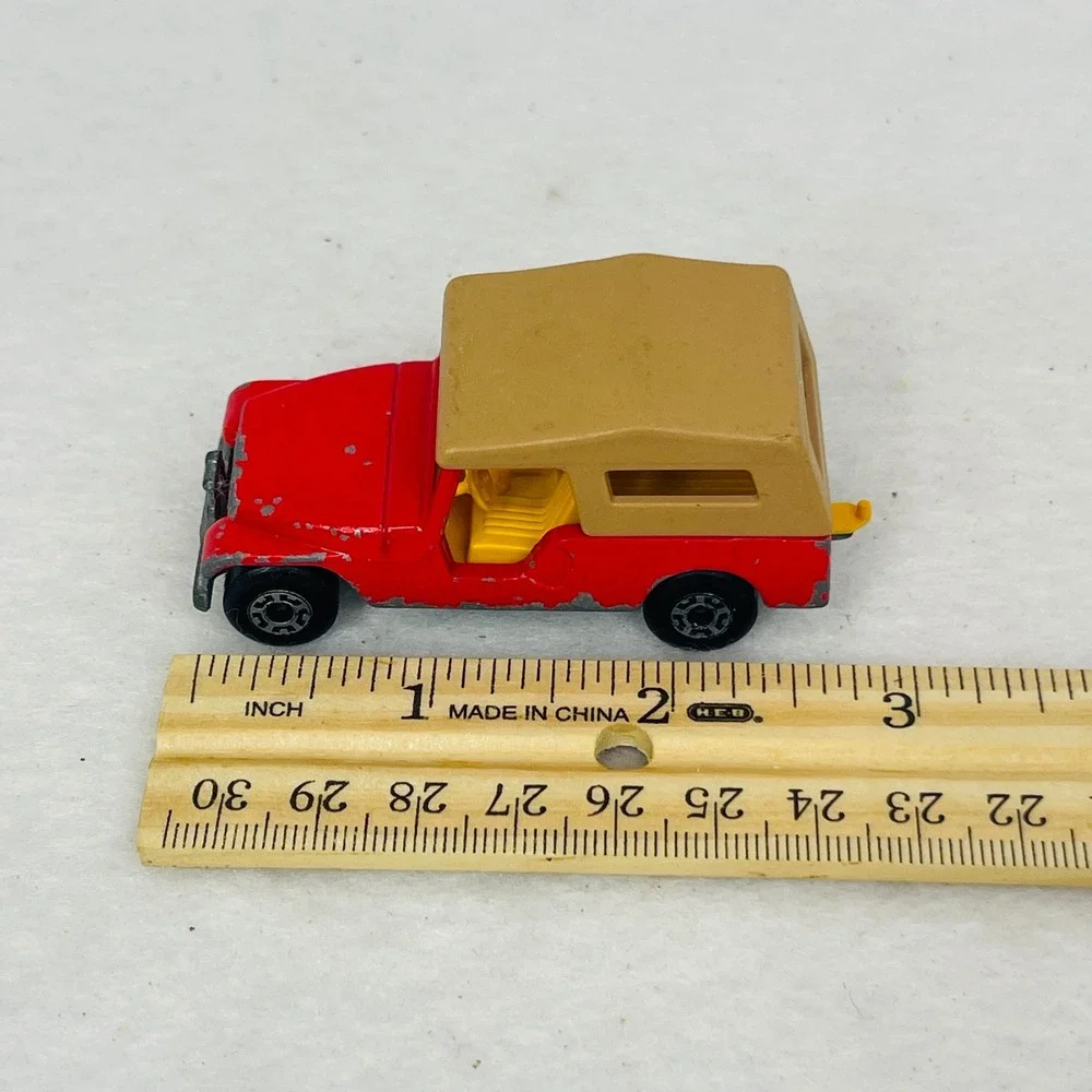 Vintage Matchbox Superfast No 53 CJ-6 Jeep Red Tan Canopy Lesney England 1977